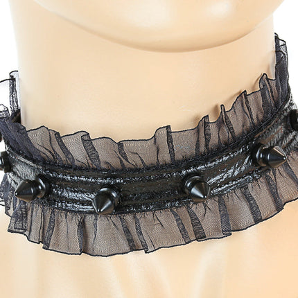 CK257BLK 5/8" PATENT LEATHER 1/2" SPIKE CHOKER