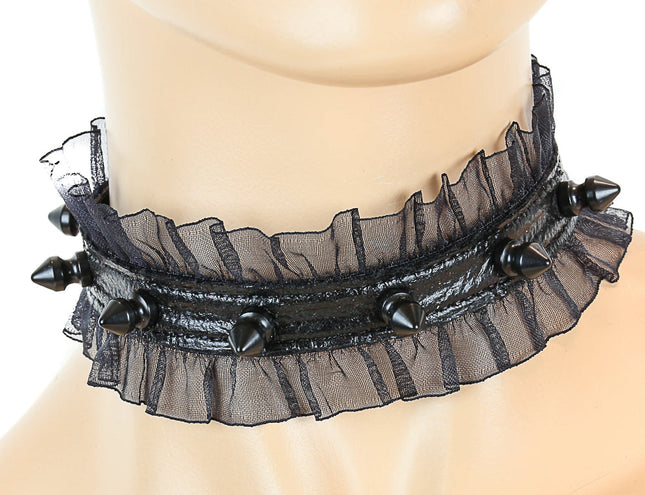 CK257BLK 5/8" PATENT LEATHER 1/2" SPIKE CHOKER