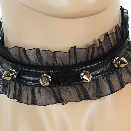 CK257BLK 5/8" PATENT LEATHER 1/2" SPIKE CHOKER