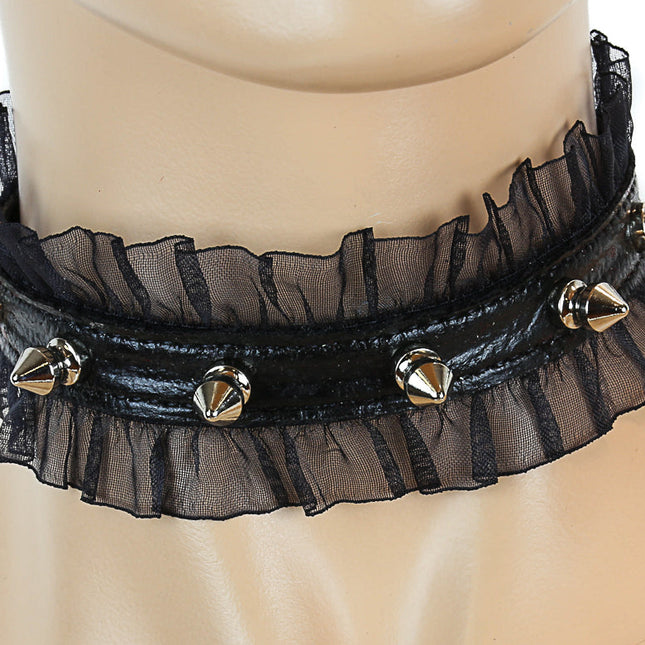 CK257BLK 5/8" PATENT LEATHER 1/2" SPIKE CHOKER