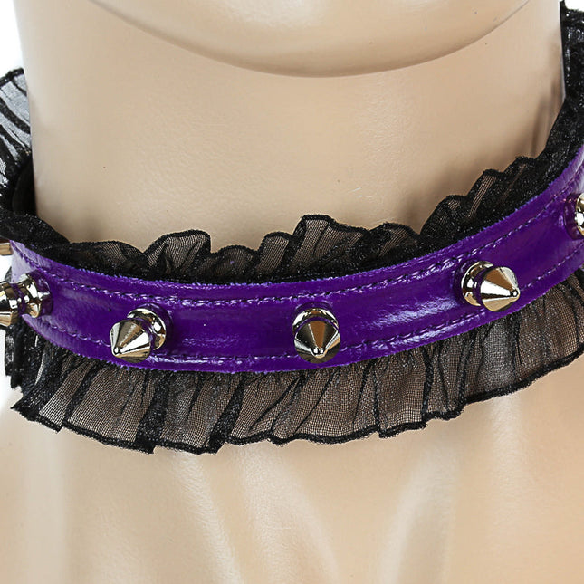 CK257 5/8" PATENT LEATHER 1/2" SPIKE CHOKER