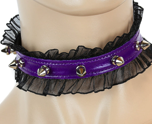CK257 5/8" PATENT LEATHER 1/2" SPIKE CHOKER