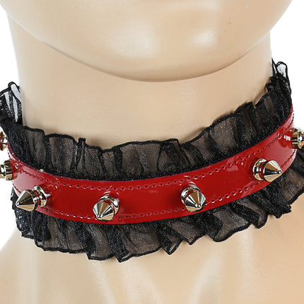 CK257 5/8" PATENT LEATHER 1/2" SPIKE CHOKER