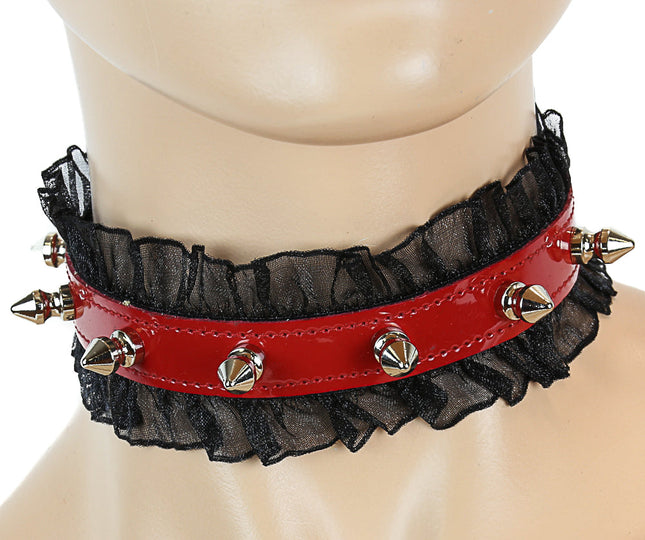 CK257 5/8" PATENT LEATHER 1/2" SPIKE CHOKER