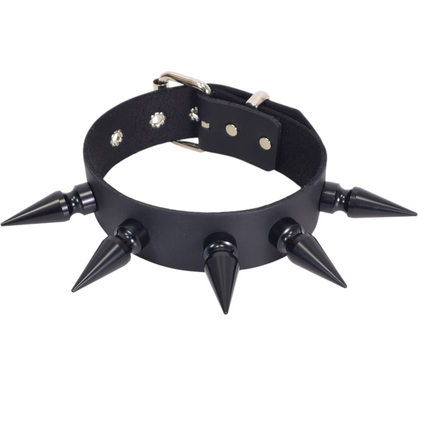 CK281  2" SPIKE 1 1/2"  LEATHER COLLAR WITH 5 PCS 2" GIANT SPIKE