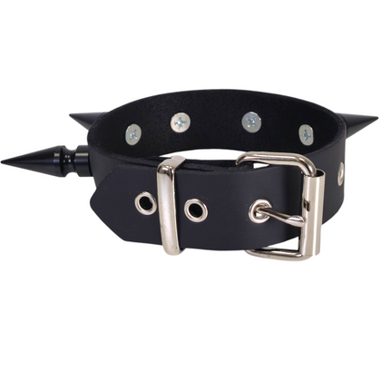 CK281  2" SPIKE 1 1/2"  LEATHER COLLAR WITH 5 PCS 2" GIANT SPIKE