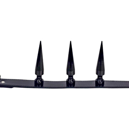 CK284  4" SPIKE L LEATHER COLLAR WITH 3 PCS 4" LONG GIGANTIC SPIKE