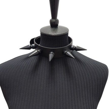 CK285  2" SPIKE L LEATHER COLLAR WITH 5PCS 2" GIANT SPIKE