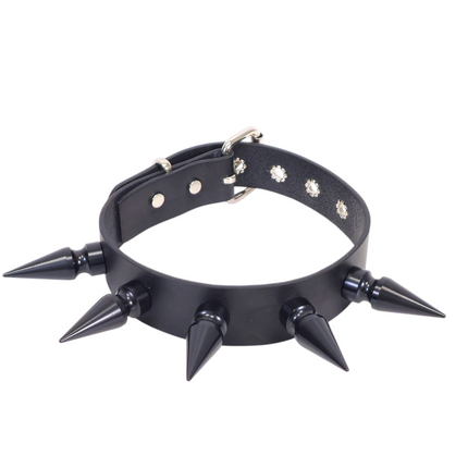 CK285  2" SPIKE L LEATHER COLLAR WITH 5PCS 2" GIANT SPIKE