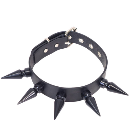 CK285  2" SPIKE L LEATHER COLLAR WITH 5PCS 2" GIANT SPIKE