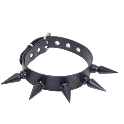 CK285  2" SPIKE L LEATHER COLLAR WITH 5PCS 2" GIANT SPIKE