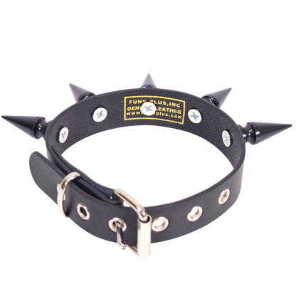CK285  2" SPIKE L LEATHER COLLAR WITH 5PCS 2" GIANT SPIKE
