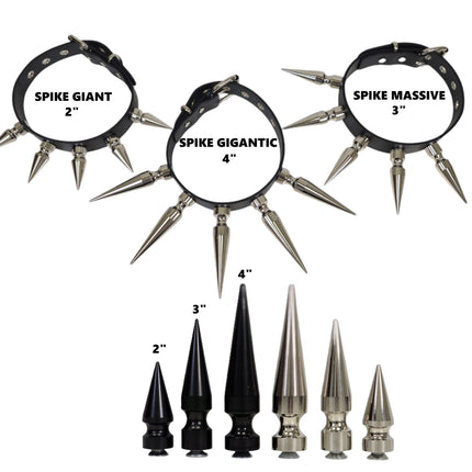 CK285  2" SPIKE L LEATHER COLLAR WITH 5PCS 2" GIANT SPIKE