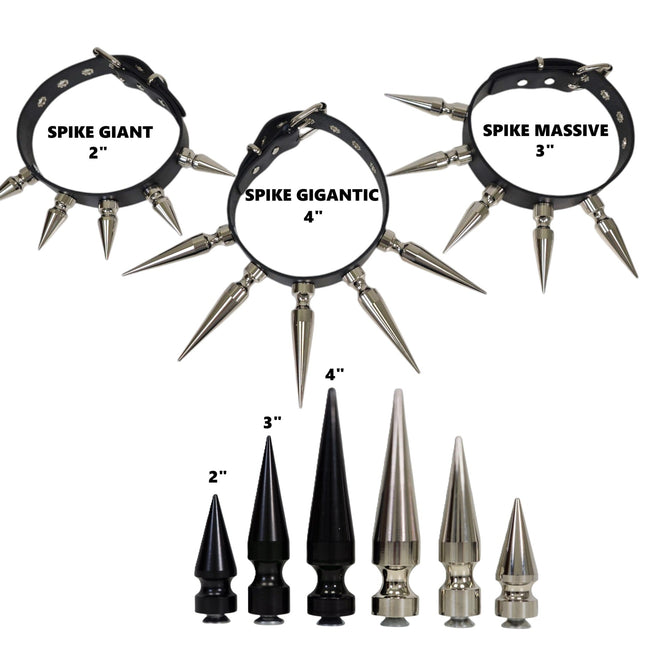 CK287  4" SPIKE L LEATHER COLLAR WITH 5PCS 4" LONG GIGANTIC SPIKE