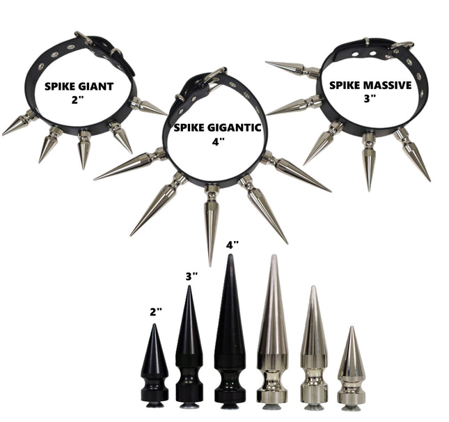 CK287  4" SPIKE L LEATHER COLLAR WITH 5PCS 4" LONG GIGANTIC SPIKE