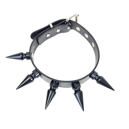 CK285P  PATENT NEON   2" SPIKE L LEATHER COLLAR WITH 5PCS 2" GIANT SPIKE