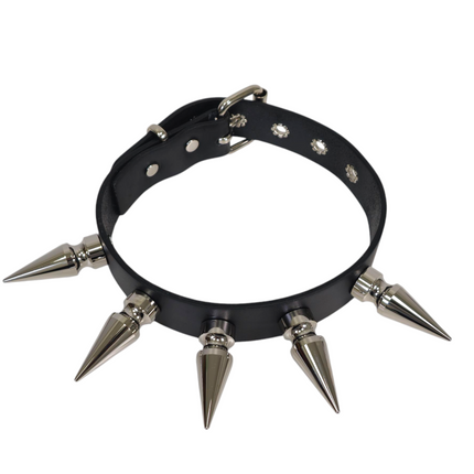 CK285  2" SPIKE L LEATHER COLLAR WITH 5PCS 2" GIANT SPIKE
