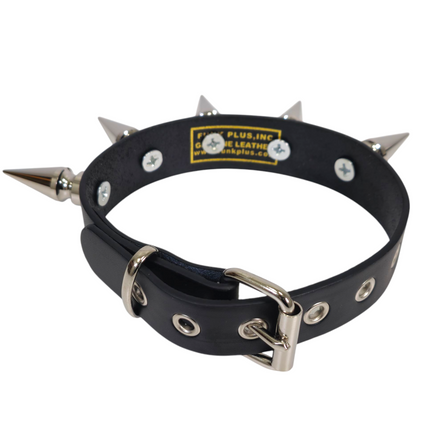 CK285  2" SPIKE L LEATHER COLLAR WITH 5PCS 2" GIANT SPIKE