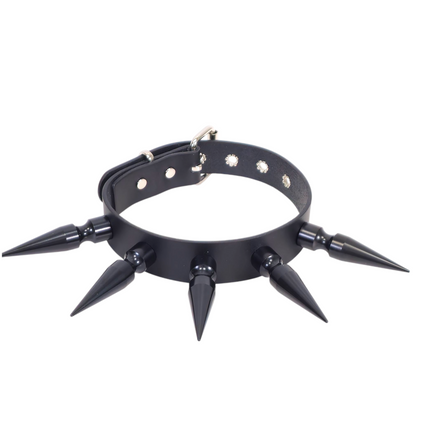 CK286  3" SPIKE L LEATHER COLLAR WITH 5PCS 3" LONG MASSIVE SPIKE