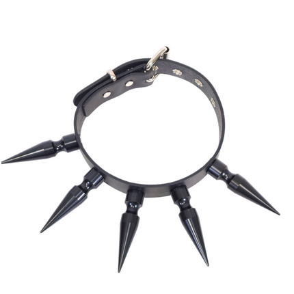CK286  3" SPIKE L LEATHER COLLAR WITH 5PCS 3" LONG MASSIVE SPIKE