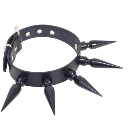 CK286  3" SPIKE L LEATHER COLLAR WITH 5PCS 3" LONG MASSIVE SPIKE