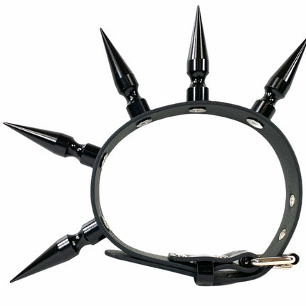 CK286P  PATENT NEON   3" SPIKE L LEATHER COLLAR WITH 5PCS 3" MASIVE SPIKE