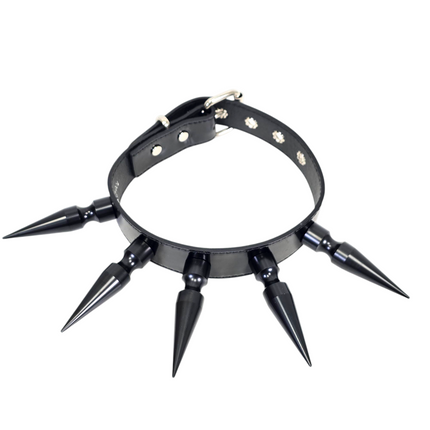 CK286P  PATENT NEON   3" SPIKE L LEATHER COLLAR WITH 5PCS 3" MASIVE SPIKE