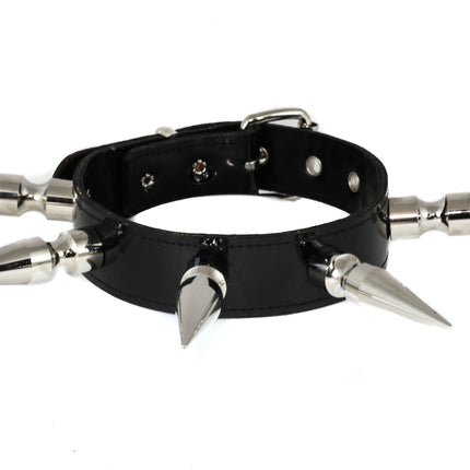 CK286P PATENT NEON SHINY  3" LONG SPIKE XL CHOKER