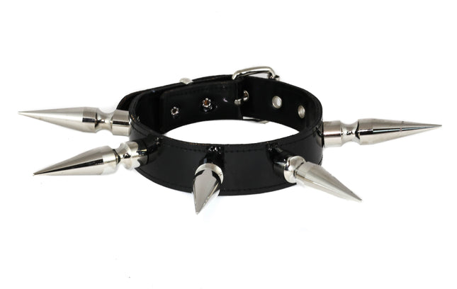 CK286P PATENT NEON SHINY  3" LONG SPIKE XL CHOKER