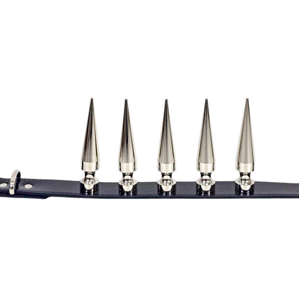 CK287  4" SPIKE L LEATHER COLLAR WITH 5PCS 4" LONG GIGANTIC SPIKE