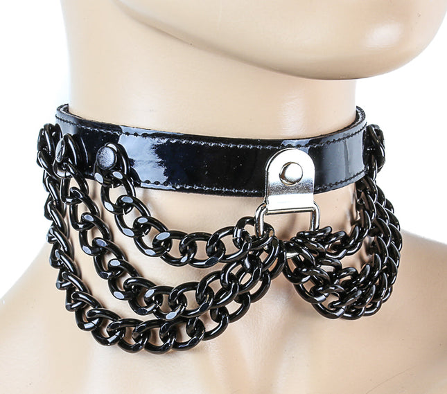 CK289P  3 ROW HANGING CHAINS CCHOKER