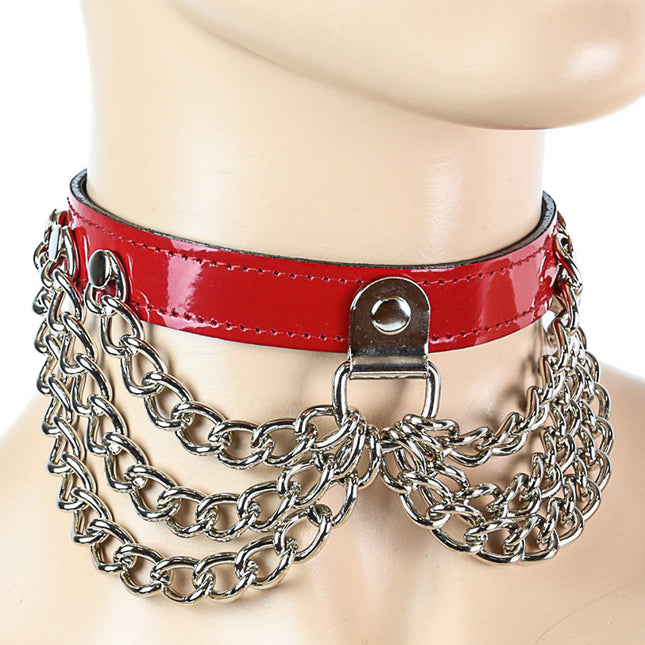 CK289P  3 ROW HANGING CHAINS CCHOKER
