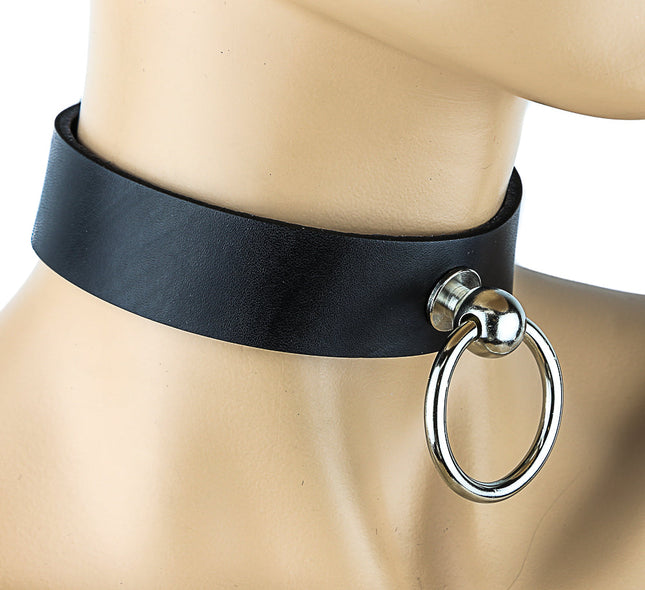 CK298 1 1/8" LEATHER CHOKER WITH RING HOLDER