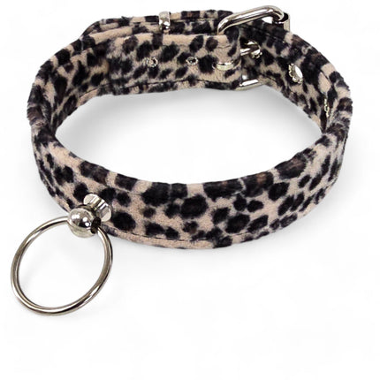 CK298L  FUZZY LEOPARD DOOR KNOB  BONDAGE CHOKER