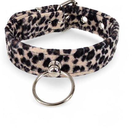 CK298L  FUZZY LEOPARD DOOR KNOB  BONDAGE CHOKER