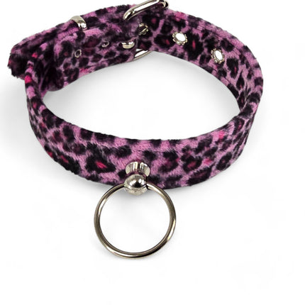 CK298L  FUZZY LEOPARD DOOR KNOB  BONDAGE CHOKER