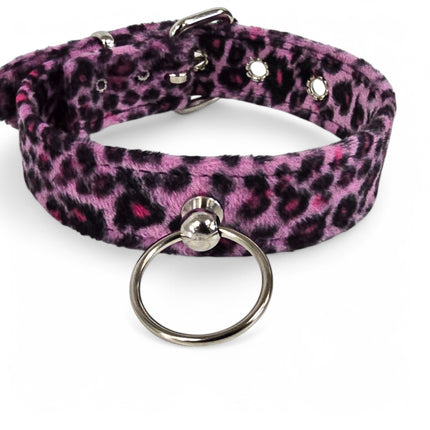 CK298L  FUZZY LEOPARD DOOR KNOB  BONDAGE CHOKER