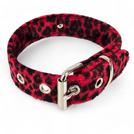 CK298L  FUZZY LEOPARD DOOR KNOB  BONDAGE CHOKER