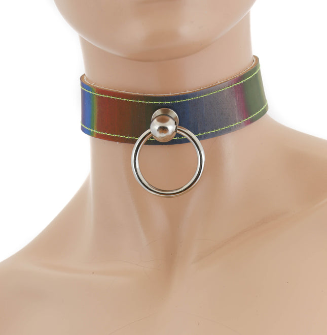 CK298RAINBOW 1 1/8" RAINBOW CHOKER WITH RING HOLDER