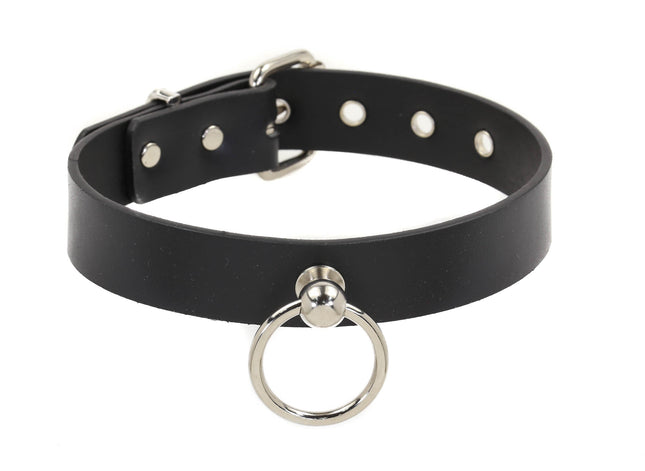 CK298 1 1/8" LEATHER CHOKER WITH RING HOLDER