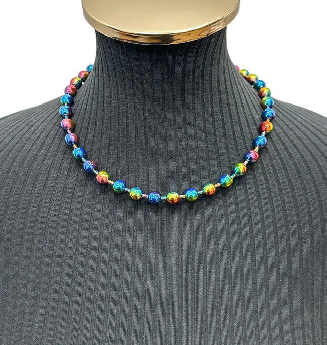 CK982RNB  RAINBOW BALL CHAIN NECKLACE