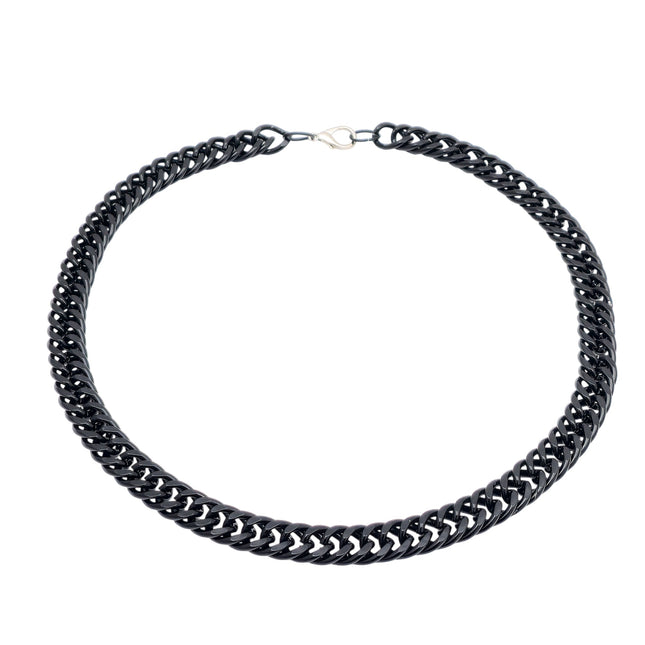 CK991D BLACK STEEL PREMIUM CUBAN CHAIN DOUBLE DIAMONT CUT CHAIN
