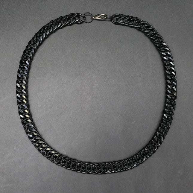 CK991D BLACK STEEL PREMIUM CUBAN CHAIN DOUBLE DIAMONT CUT CHAIN