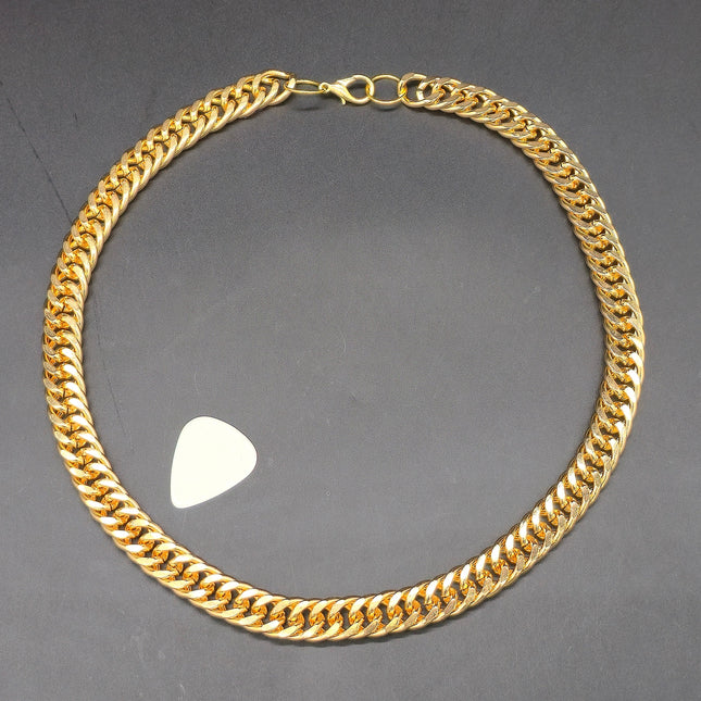 CK991D GOLD STEEL PREMIUM CUBAN CHAIN DOUBLE DIAMONT CUT CHAIN