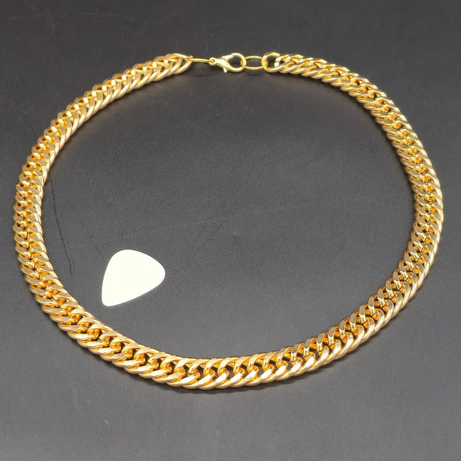 CK991D GOLD STEEL PREMIUM CUBAN CHAIN DOUBLE DIAMONT CUT CHAIN