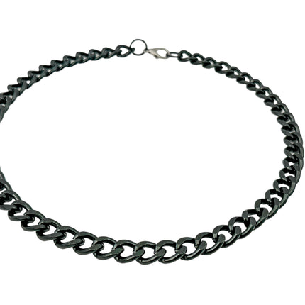 CK992-BS  BLACK REGULAR 3MM ALUMINUM CHAIN NECKLACE