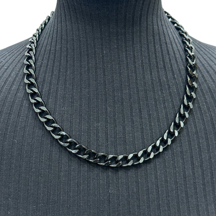 CK992-BS  BLACK REGULAR 3MM ALUMINUM CHAIN NECKLACE