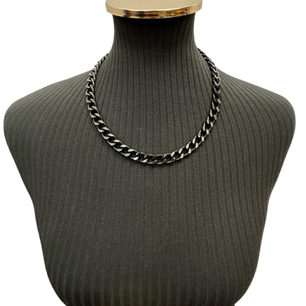 CK992-BS  BLACK REGULAR 3MM ALUMINUM CHAIN NECKLACE
