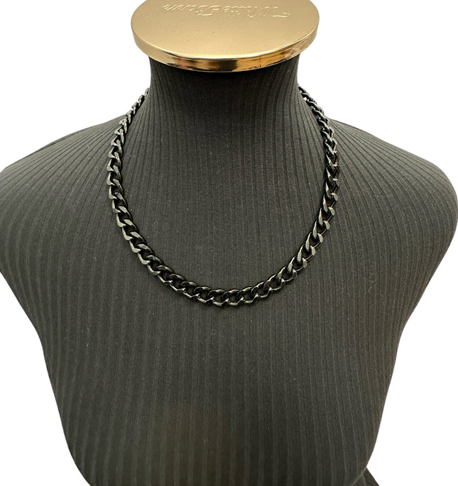 CK992R  REGULAR CHAIN NECKLACE GOLD SILVER & BLACK 20"
