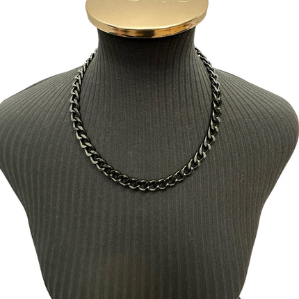 CK992-BS  BLACK REGULAR 3MM ALUMINUM CHAIN NECKLACE